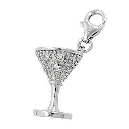 pendant 15x11mm charm chalice with cubic zirconias rhodium plated shiny 925