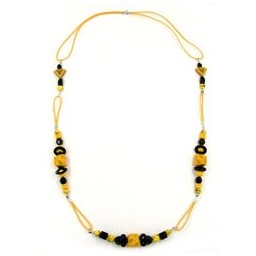 necklace stone-pearl yellow black 90cm