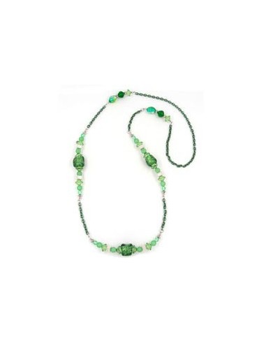 necklace stone-pearl green anchor chain 95cm