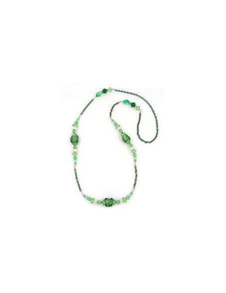 necklace stone-pearl green anchor chain 95cm