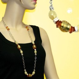 necklace yellow-orange anchor chain 90cm