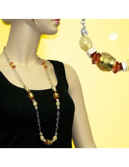 necklace yellow-orange anchor chain 90cm