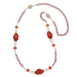 necklace stone-pearl anchor chain 90cm