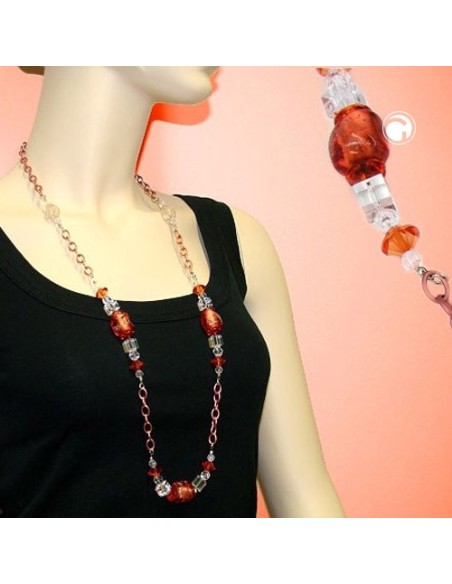 necklace stone-pearl anchor chain 90cm