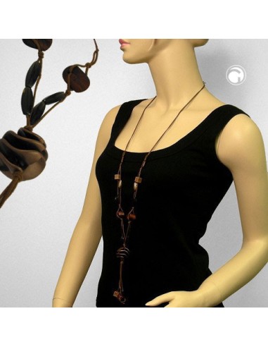 necklace spiral bead beige brown 100cm