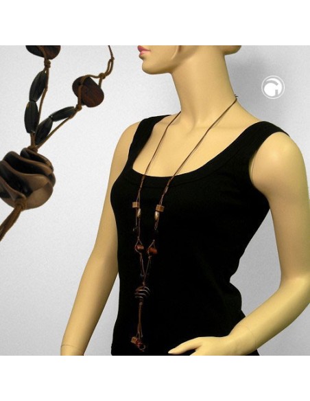 necklace spiral bead beige brown 100cm
