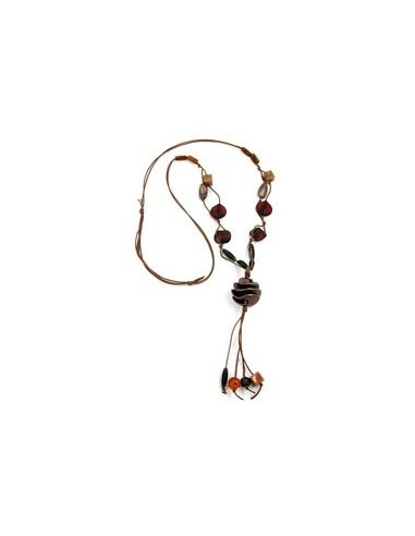 necklace spiral bead beige brown 100cm