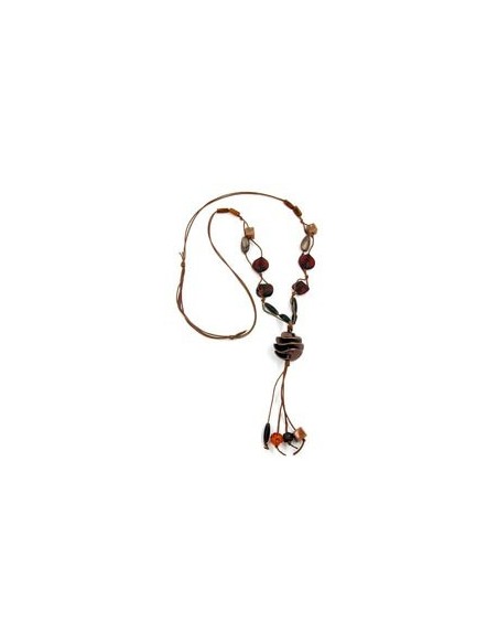 necklace spiral bead beige brown 100cm