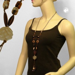 necklace spiral bead beige brown-beige 100cm