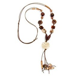 necklace spiral bead beige brown-beige 100cm