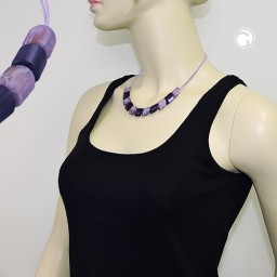 necklace slanted beads lilac-mixed cord light lilac