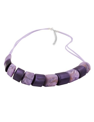 necklace slanted beads lilac-mixed cord light lilac
