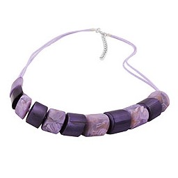 necklace slanted beads lilac-mixed cord light lilac