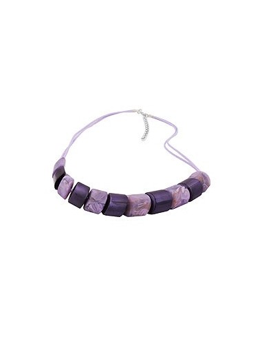 necklace slanted beads lilac-mixed cord light lilac