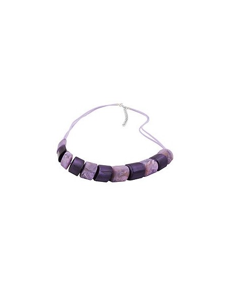 necklace slanted beads lilac-mixed cord light lilac