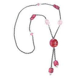 necklace nugget-beads pink 90cm