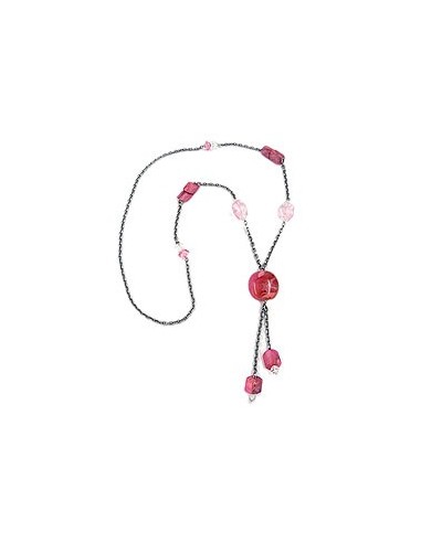 necklace nugget-beads pink 90cm