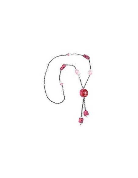 necklace nugget-beads pink 90cm