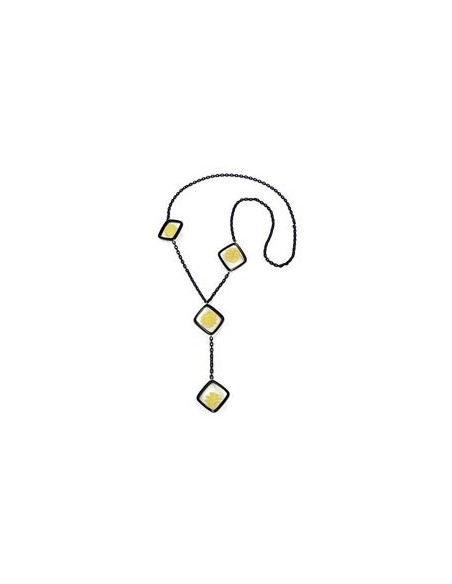 necklace black square yellow spiral 90cm