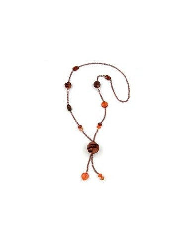 necklace spiral pearl copper-brown anchor chain 90cm