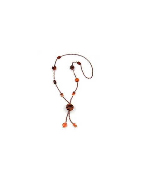 necklace spiral pearl copper-brown anchor chain 90cm