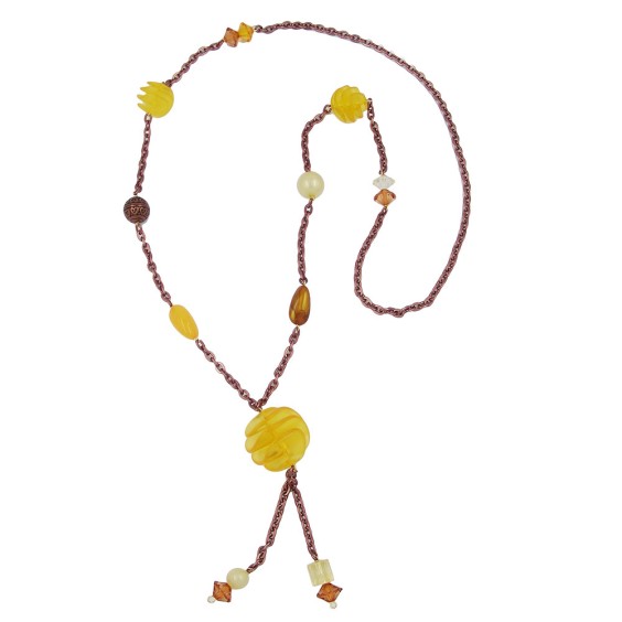 necklace yellow spiral pearl 90cm