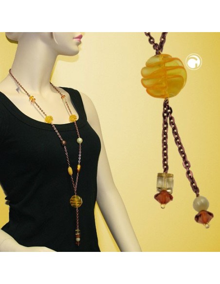 necklace yellow spiral pearl 90cm