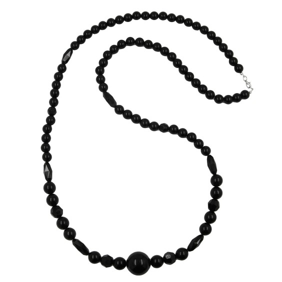 necklace jet-black pearl 22mm 100cm