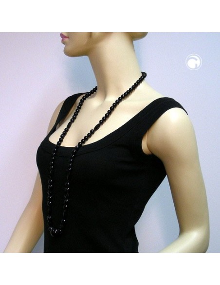 necklace jet-black pearl 22mm 100cm