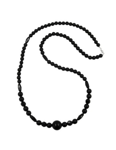 necklace jet-black pearl 22mm 100cm