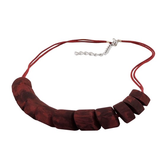 necklace slanted beads red marbled