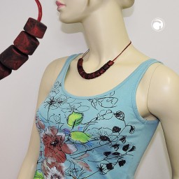 necklace slanted beads red marbled