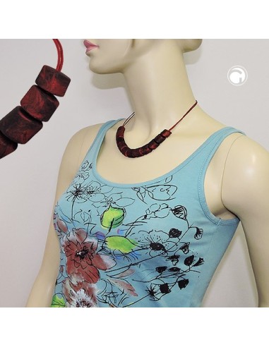 necklace slanted beads red marbled
