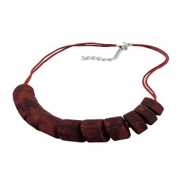 necklace slanted beads red marbled