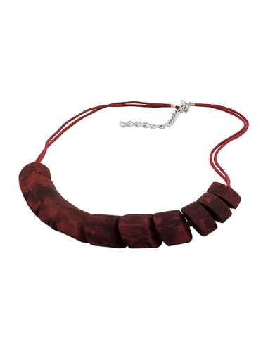 necklace slanted beads red marbled