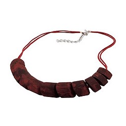 necklace slanted beads red marbled