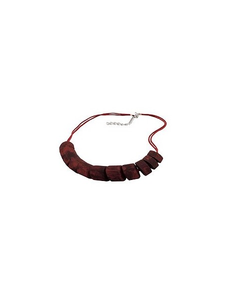 necklace slanted beads red marbled