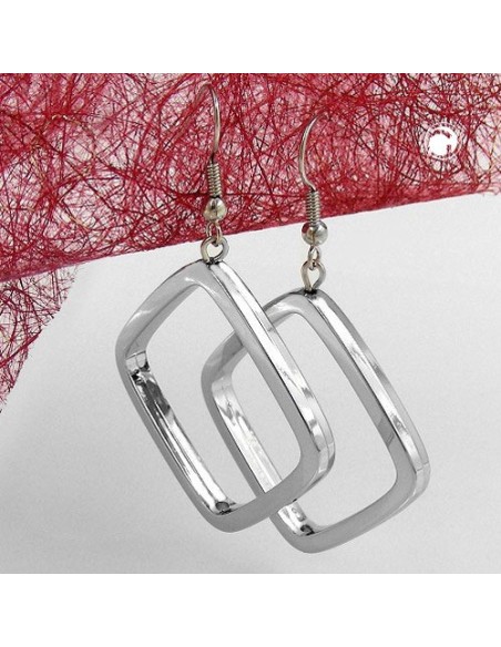 hook earrings square silver coloured shiny