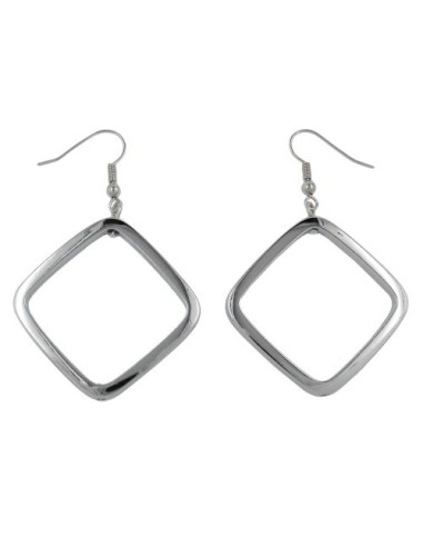 hook earrings square silver coloured shiny