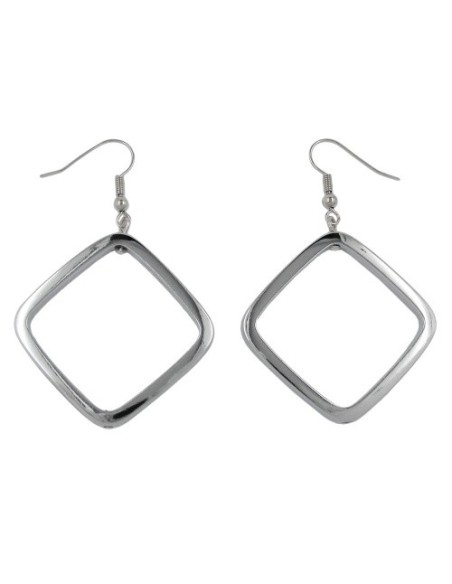 hook earrings square silver coloured shiny
