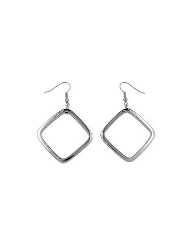 hook earrings square silver coloured shiny