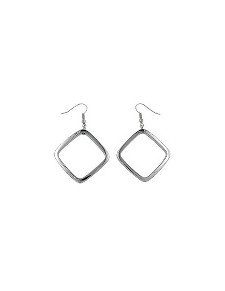 hook earrings square silver coloured shiny