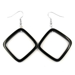 hook earrings square black