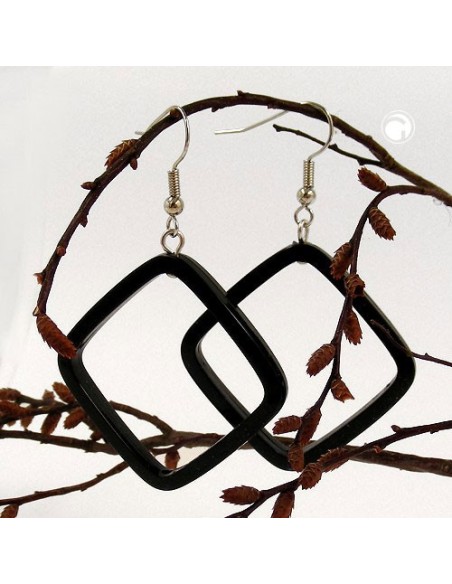 hook earrings square black