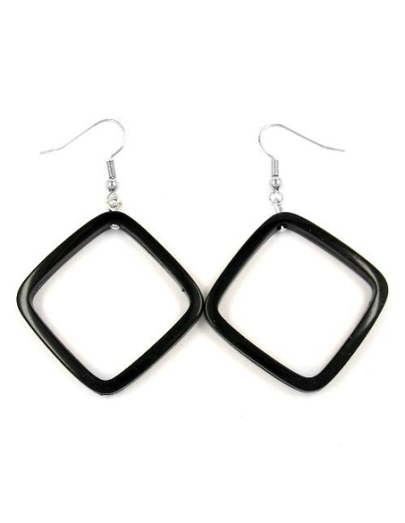 hook earrings square black