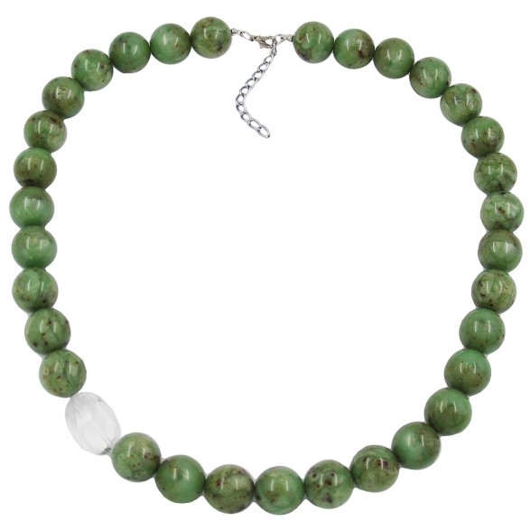 necklace beads 22mm green-brown 60cm