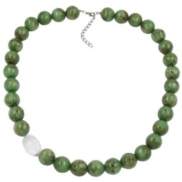 necklace beads 22mm green-brown 60cm