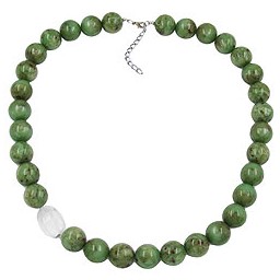 necklace beads 22mm green-brown 60cm