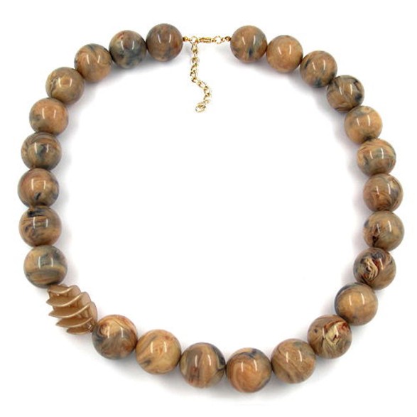 necklace beads 22mm brown marbled 60cm