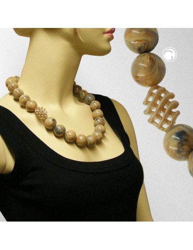 necklace beads 22mm brown marbled 60cm